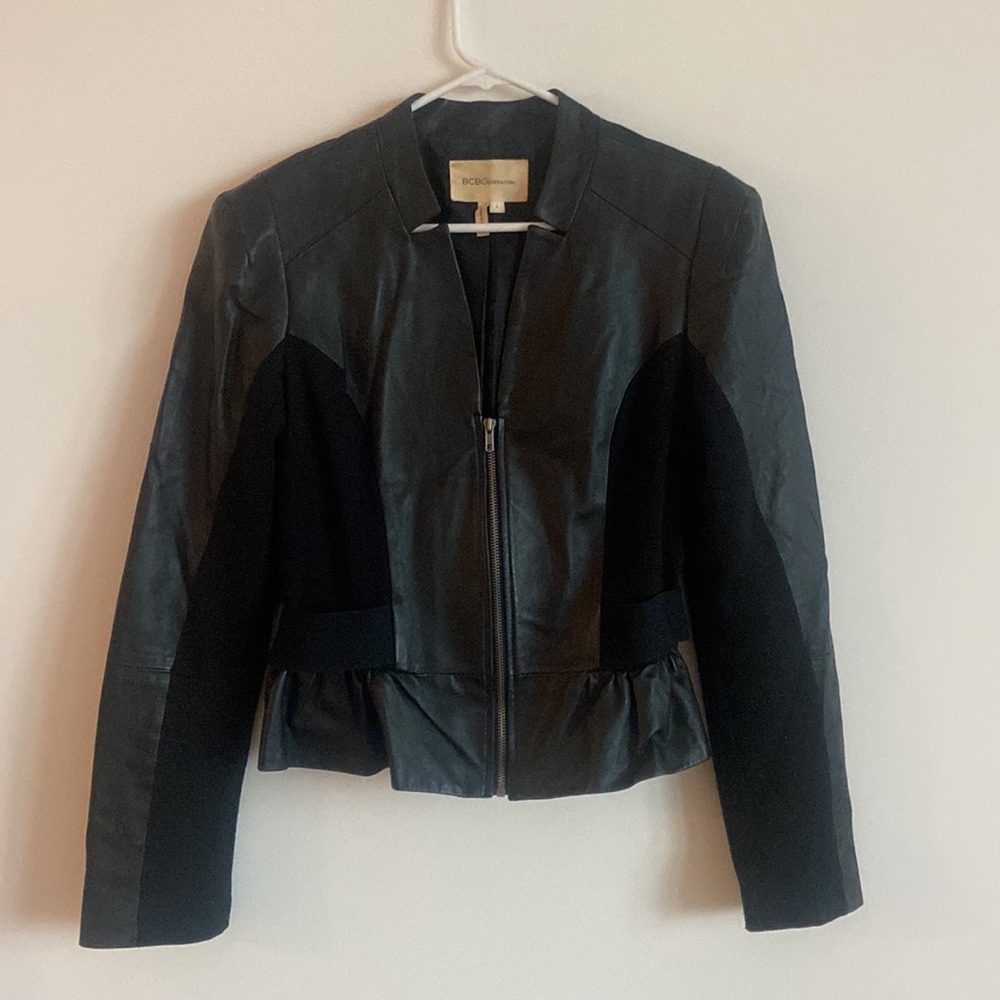Black leather moto jacket